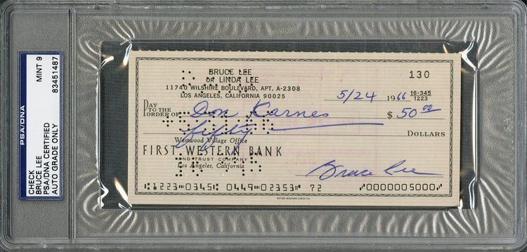 Don Karnes Lot Detail Bruce Lee Signed 1966 Check Signed to Don Karnes