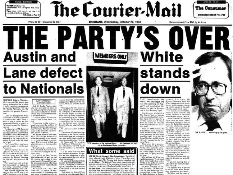 Don Lane (politician) The front page of Brisbanes CourierMail reports on Don Lane and