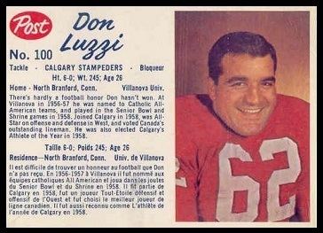 Don Luzzi Don Luzzi 1962 Post CFL 100 Vintage Football Card Gallery