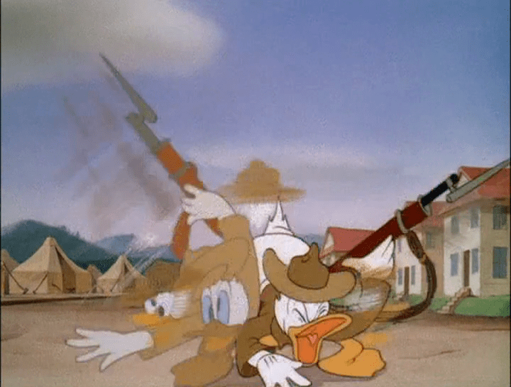 Donald Gets Drafted movie scenes  Donald Gets Drafted RKO 9 mins Swell The usual Disney standard is maintained in Donald Duck s latest experience The opening sequence shows him looking 