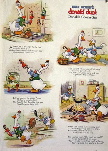 Donald's Cousin Gus 1938 Disneys Donald Duck Cartoon Page Cousin Gus Antique Prints