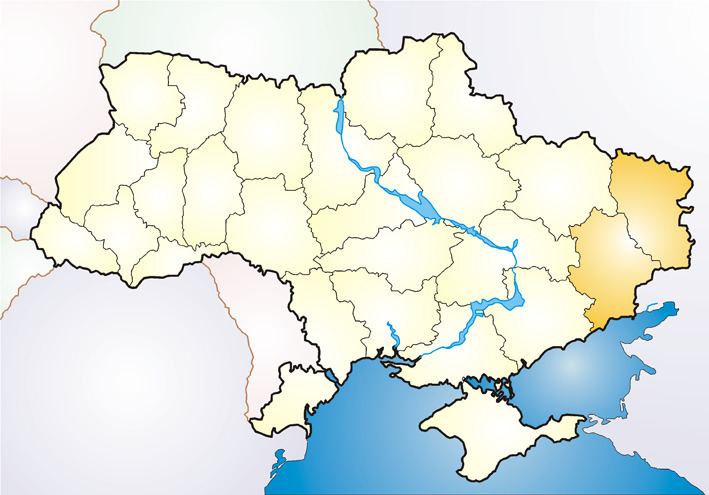 Map of Ukraine showing its borders.