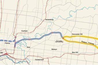 Doncaster railway line Eastern Freeway best route for Doncaster rail line report ABC