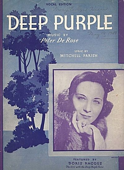 Doris Rhodes Deep Purple Doris Rhodes Peter De Rose 1934 Sheet Music of the