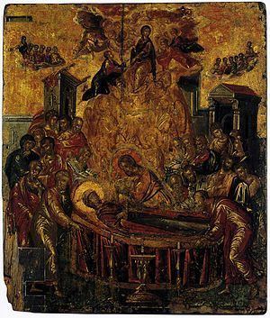 Dormition of the Virgin (El Greco) httpsuploadwikimediaorgwikipediacommonsthu