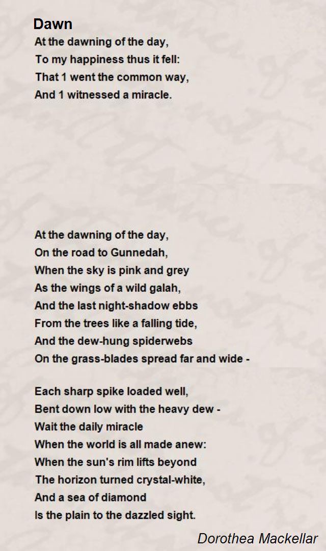 Dorothea Mackellar Dawn Poem by Dorothea Mackellar Poem Hunter
