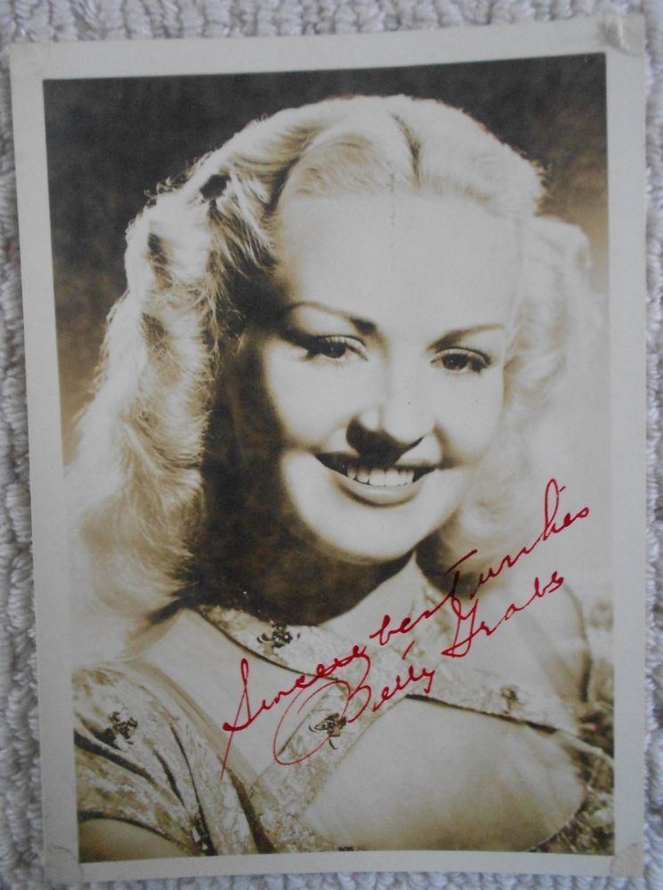 Dorothy Poynton-Hill Original Betty Grable Autograph Dorothy PoyntonHill collection US