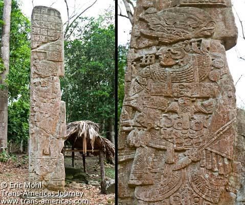 Dos Pilas Stelae at El Ceibal and Dos Pilas Mayan sites in Guatemala