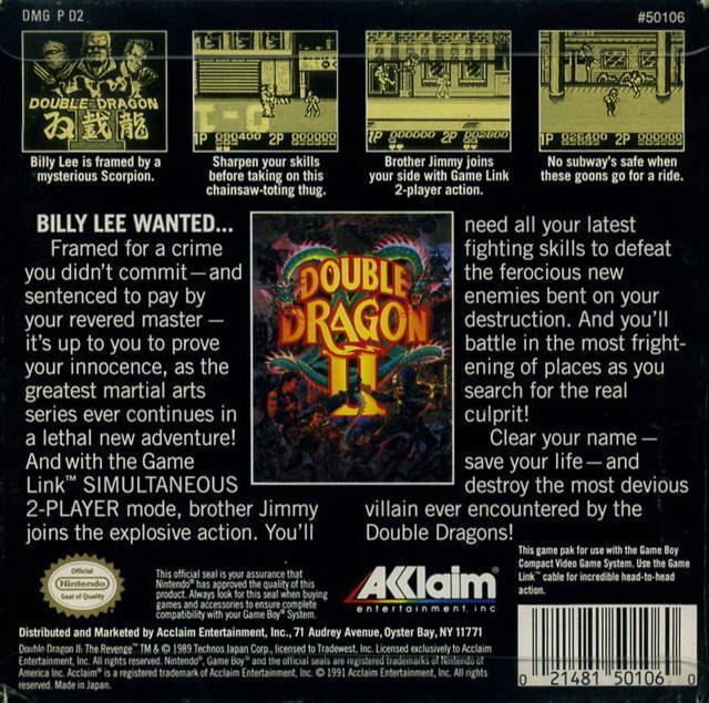 Double Dragon II (Game Boy) Double Dragon II Box Shot for Game Boy GameFAQs