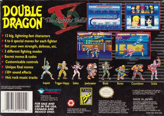 Double Dragon V: The Shadow Falls Double Dragon V The Shadow Falls Box Shot for Super Nintendo GameFAQs