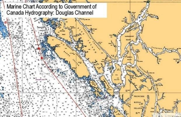 Douglas Channel Marine chart of Douglas Channel according to Government of Canada