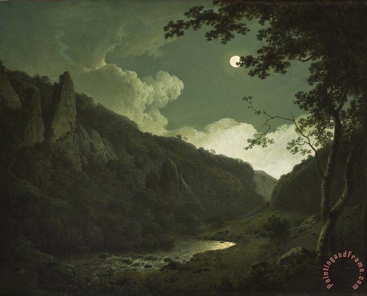 Dovedale by Moonlight paintingandframecomuploadpicjosephwrightofde