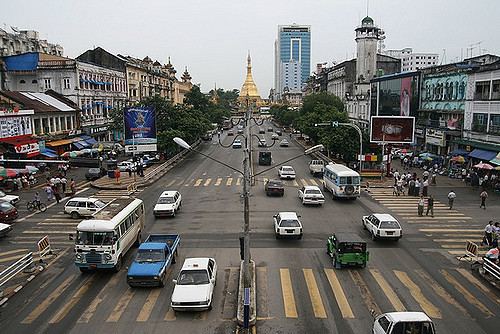 Downtown Yangon Sule Pagoda downtown Yangon Tom Spender Flickr