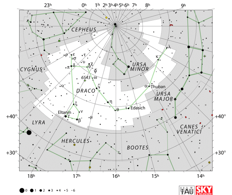 Draco (constellation) Draco Constellation Facts Myth Stars Location Star Map