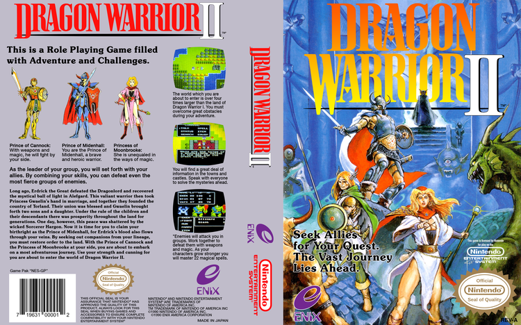 Dragon Quest II Dragon Warrior II Box amp Cartridge NES Realm of Darknessnet