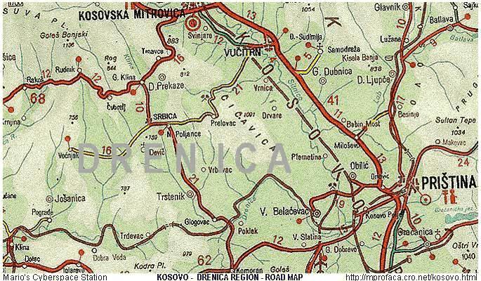 Drenica Mario39s Cyberspace Station Drenica and Podujevo road maps Kosovo