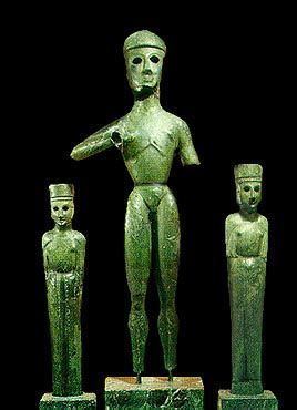 Dreros Three bronze statuettes from the temple of Delphinios Apollo in