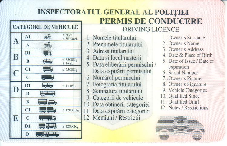Driving licence in Romania