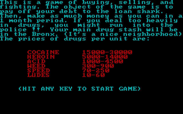 Drugwars Download Drug Wars A Game Based on the New York Drug Market My