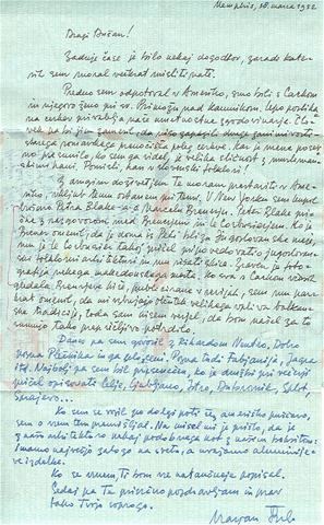 Dušan Grabrijan Letter to architect Duan Grabrijan from architect Marijan orli