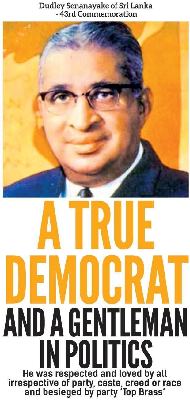Dudley Senanayake Dudley the Honest Politician and Gentleman par excellence ThinkWorth