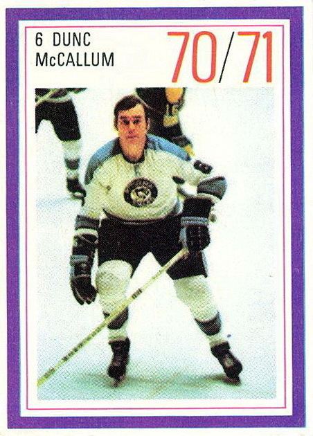 Dunc McCallum Dunc McCallum Players cards since 1970 1972 penguinshockey