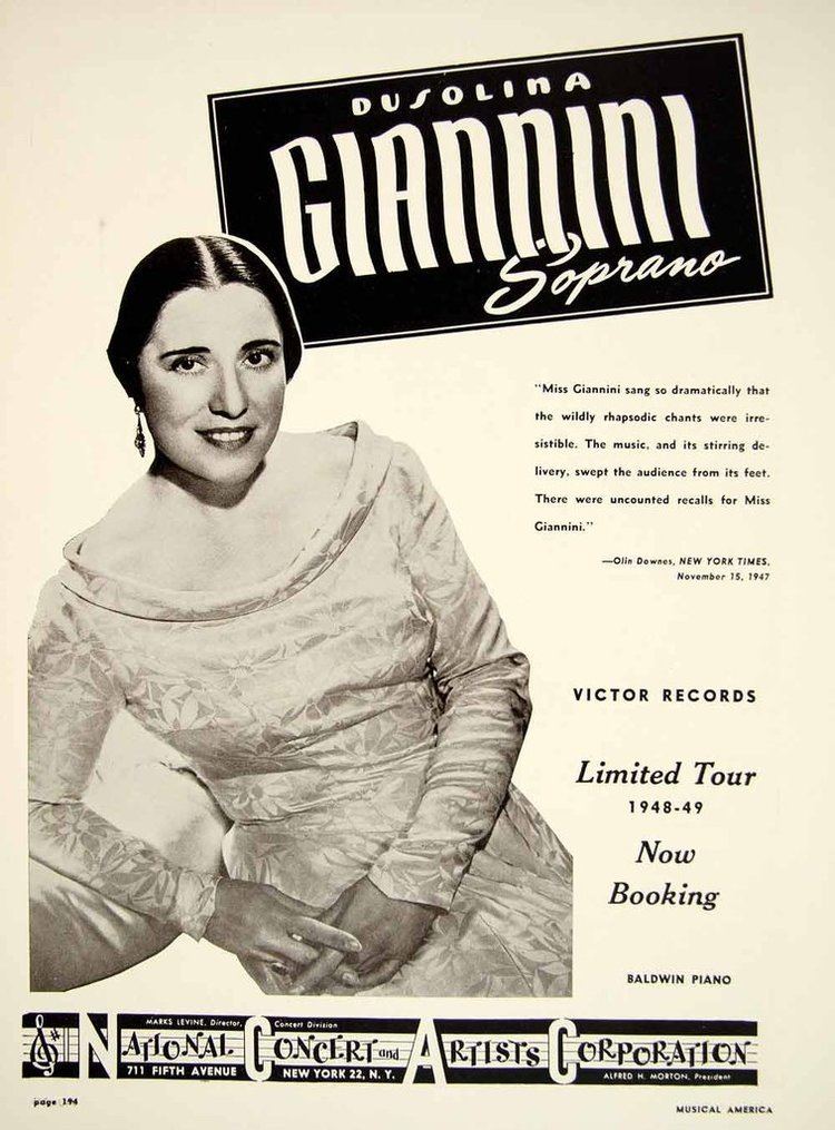 Dusolina Giannini 1948 Booking Ad Dusolina Giannini Soprano Singer Opera Operatic