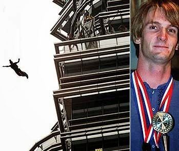 On the left, Dwain Weston doing skydiving. On the right, Dwain Weston