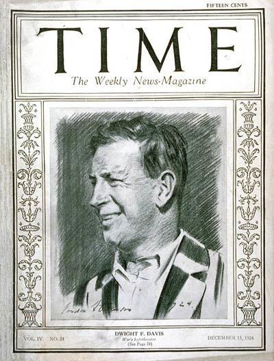 Dwight F. Davis TIME Magazine Cover Dwight F Davis Dec 15 1924 Tennis Sports