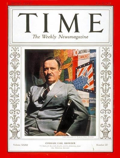 Earl Browder TIME Magazine Cover Earl Browder May 30 1938 Communism