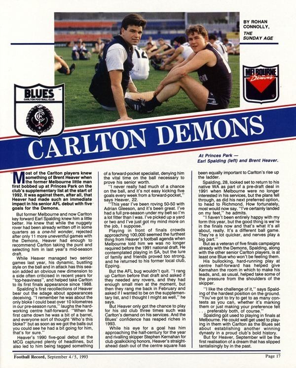 Earl Spalding Blueseum History of the Carlton Football Club SPALDING Earl