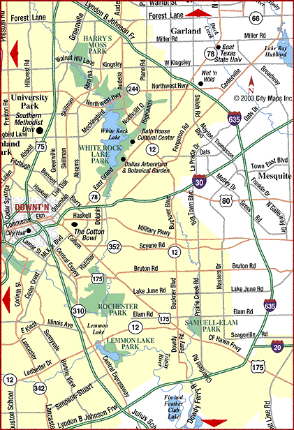 East Dallas Road Map of Metro Dallas East Dallas Texas Aaccessmapscom