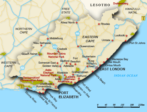 Map of Eastern Cape Eastern Cape map South Africa