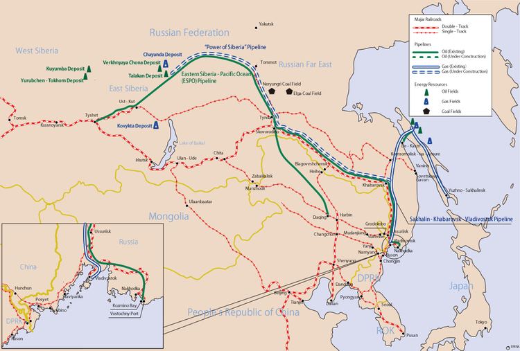 Eastern Siberia–Pacific Ocean oil pipeline Maps of Northeast Asia Data The Economic Research Institute for