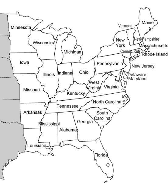 Eastern United States Map Us Eastern States dafotk
