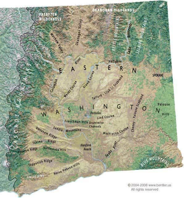 Eastern Washington Washington map