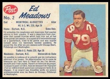 Ed Meadows Ed Meadows 1962 Post CFL 2 Vintage Football Card Gallery