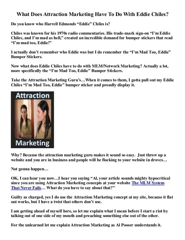 Eddie Chiles What Does Attraction Marketing Have To Do With Eddie Chiles