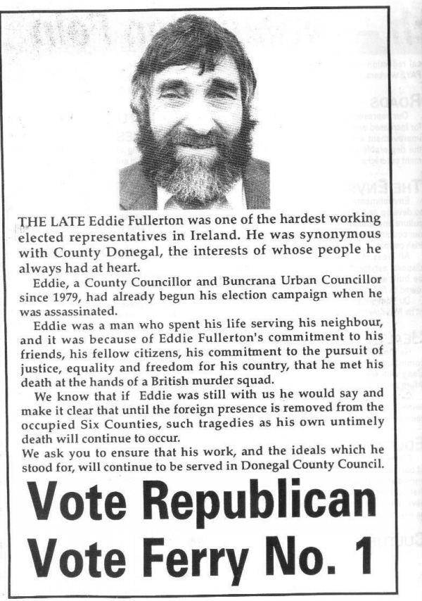 Eddie Fullerton Jim Ferry Eddie Fullerton replacement Sinn Fein Buncrana 1991