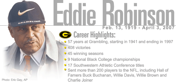 Eddie Robinson (American football coach) Legendary Grambling coach Eddie Robinson dies USATODAYcom