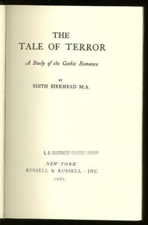 Edith Birkhead Tale Terror Study Gothic Romance by Edith Birkhead AbeBooks