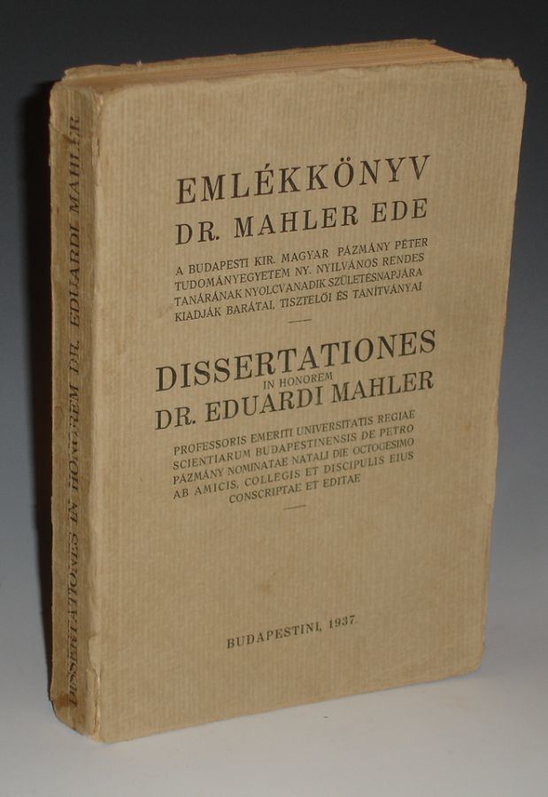 Eduard Mahler Emlekkonyv Dr Mahler Ede Eduard Mahler Adolf Wertheimer