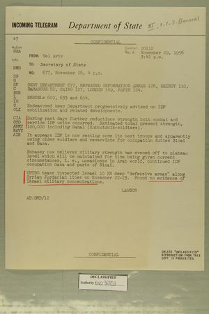 Edward B. Lawson Telegram from Edward B Lawson in Tel Aviv to Secretary of State