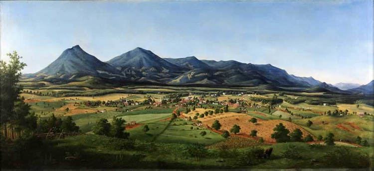 Edward Beyer Peaks of Otter and the Town of Liberty by Edward Beyer 1855