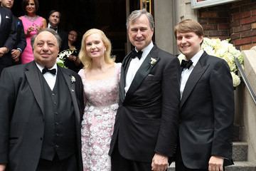 John Catsimatidis, Tricia Nixon Cox, Edward F. Cox and Christopher Nixon Cox attend the wedding of Andrea Catsimatidis and Christopher Nixon Cox at the Greek Orthodox Cathedral Of The Holy Trinity