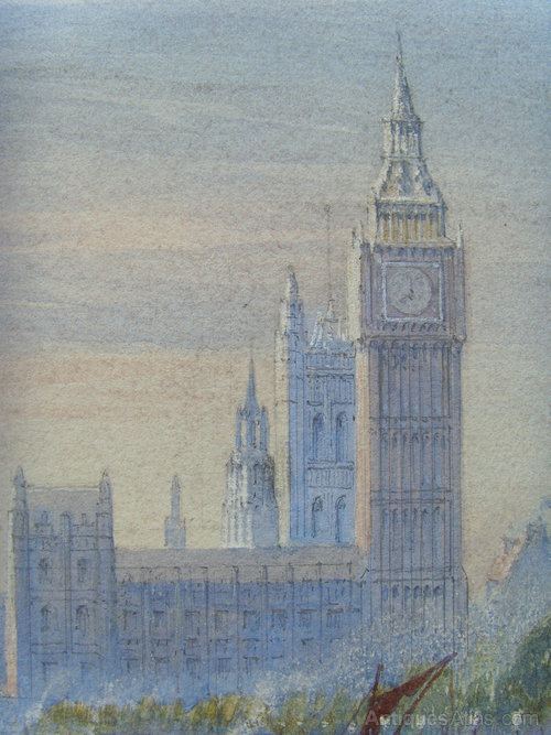 Edwin Dolby Antiques Atlas Edwin Dolby 19th C Watercolour Westminster