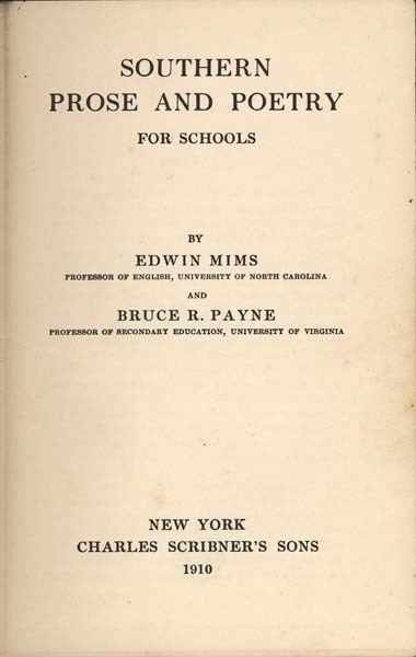 Edwin Mims Edwin Mims 18721959 Edited by and Bruce Ryburn Payne 18741937