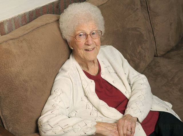 Edythe Kirchmaier Facebooking at 104