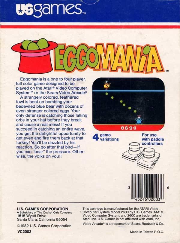 Eggomania Atari 2600 VCS Eggomania scans dump download screenshots ads
