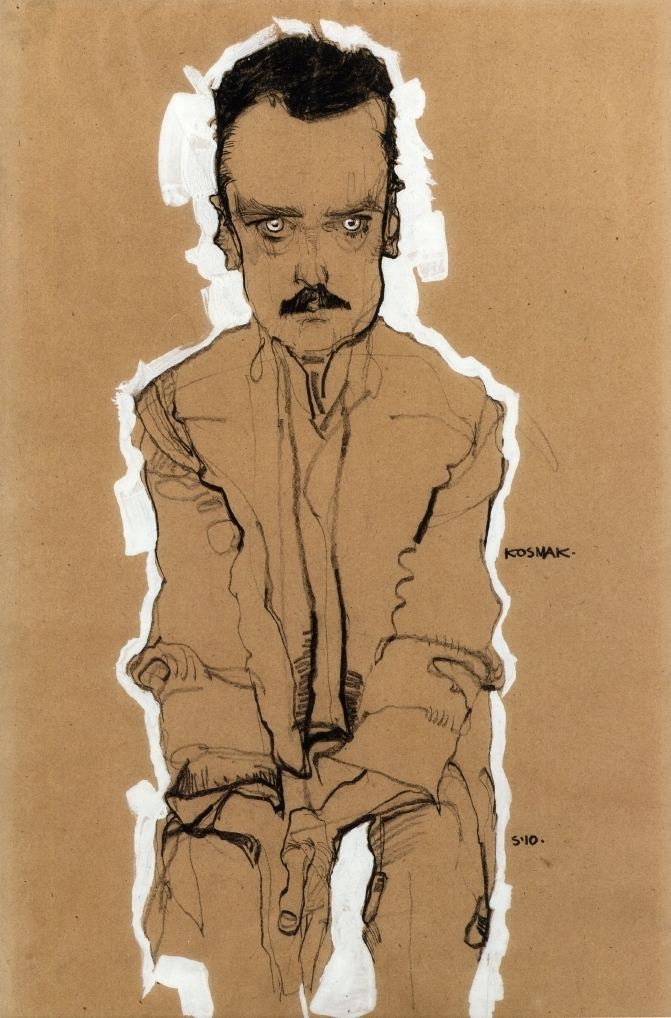 Egon Schiele Portrait of Eduard Kosmack Frontal with Clasped Hands